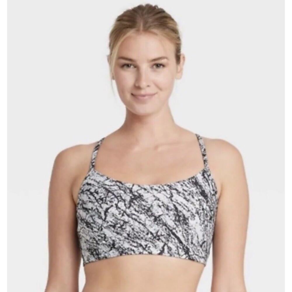 All in Motion Sports Bra Women’s Large Black Gray Marbled Medium Support